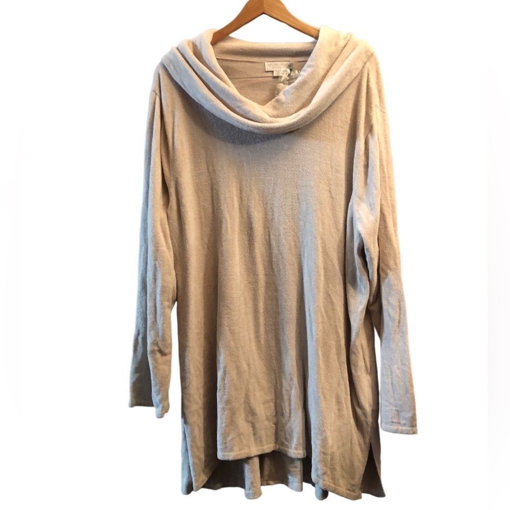 Barefoot Dreams Cowl Neck Tunic Sweater Ultra Lite Super Soft Sand Women’s 3X